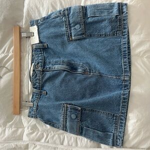Abercrombie & Fitch Blue Denim Mini Cargo Skirt